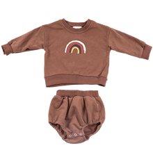 Load image into Gallery viewer, Rainbow Crewneck and Bloomer Set, Brown
